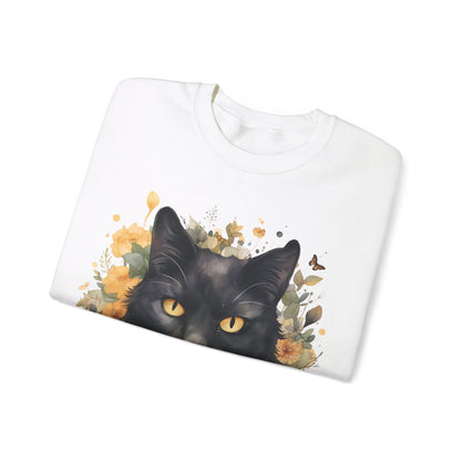 Sudadera Boho de Halloween con cara de gato negro "Celestial Whimsy" - Unisex