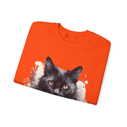 Sudadera Boho de Halloween con cara de gato negro "Moonlit Magic" - Unisex