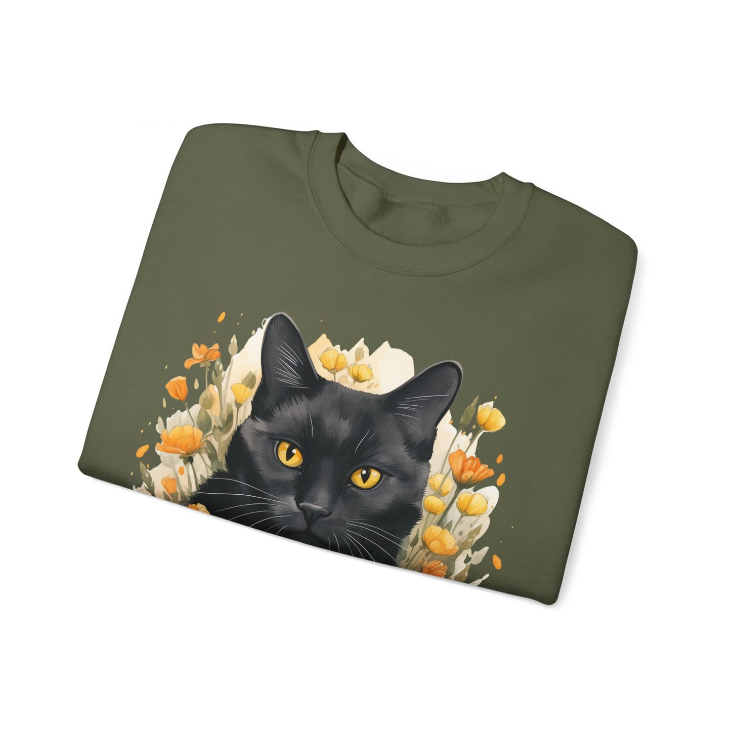 Sudadera Boho de Halloween con cara de gato negro "Mystical Midnight" - Unisex