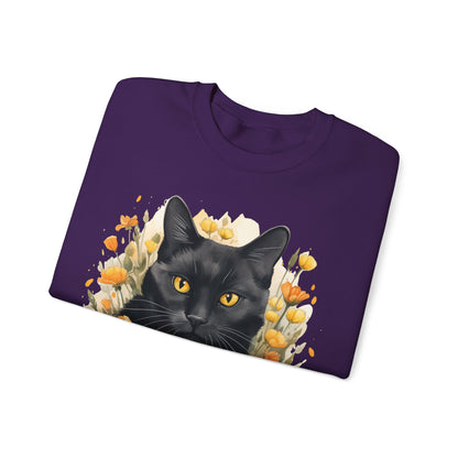 Sudadera Boho de Halloween con cara de gato negro "Mystical Midnight" - Unisex