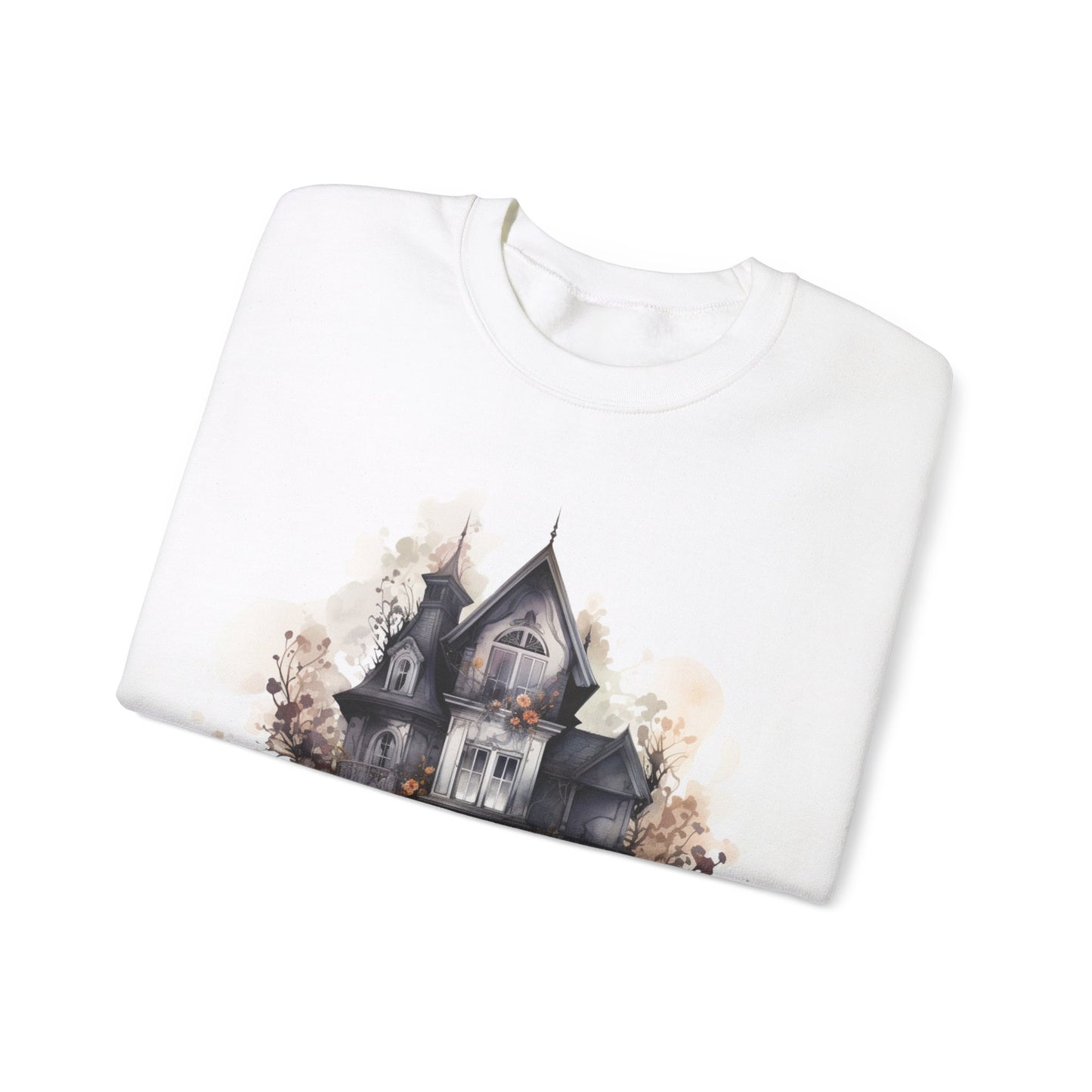 Whimsical Wisteria Haunted House - Sudadera boho de Halloween para mujer