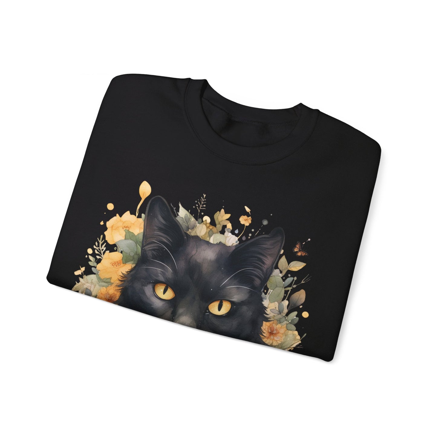 Sudadera Boho de Halloween con cara de gato negro "Celestial Whimsy" - Unisex