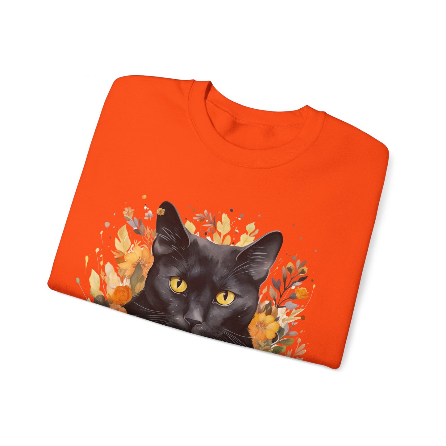 Sudadera de Halloween boho con cara de gato negro "Enchanted Evening" para mujer