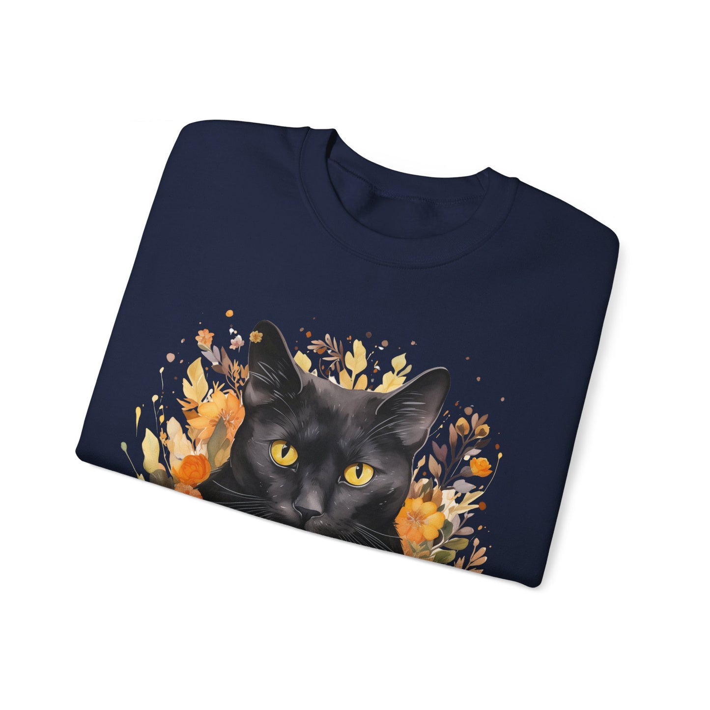 Sudadera de Halloween boho con cara de gato negro "Enchanted Evening" para mujer