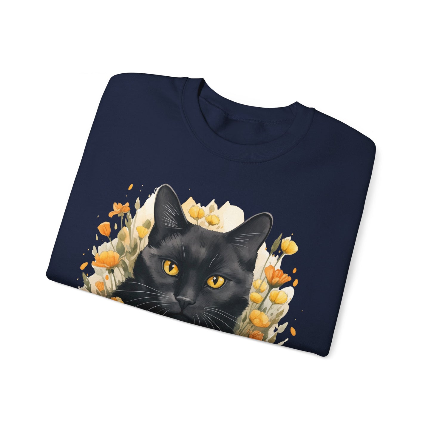 Sudadera Boho de Halloween con cara de gato negro "Mystical Midnight" - Unisex