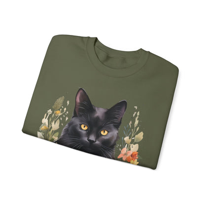 Sudadera Boho de Halloween con cara de gato negro "Autumn Aura" - Unisex