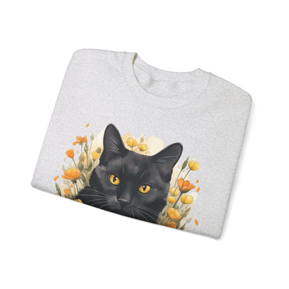 Sudadera Boho de Halloween con cara de gato negro "Mystical Midnight" - Unisex