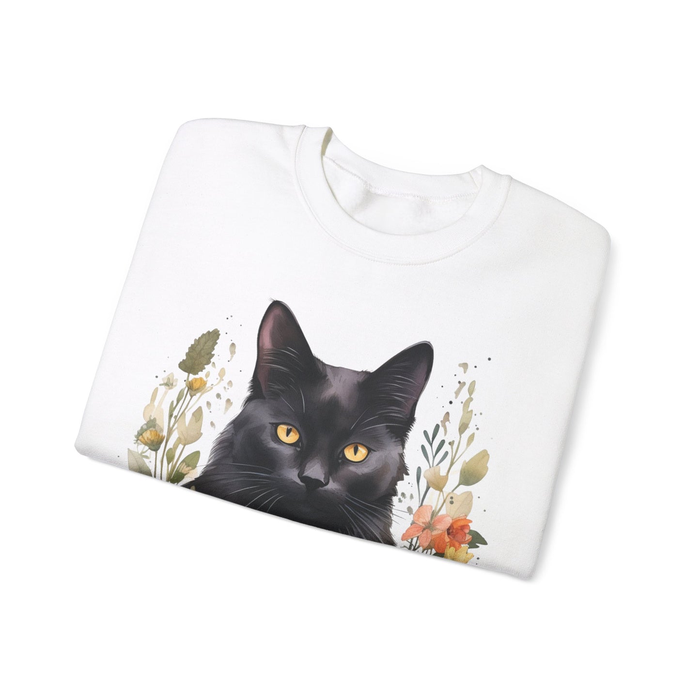 Sudadera Boho de Halloween con cara de gato negro "Autumn Aura" - Unisex