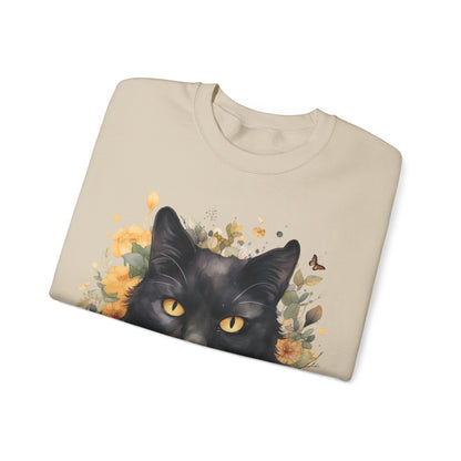 Sudadera Boho de Halloween con cara de gato negro "Celestial Whimsy" - Unisex