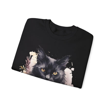 Sudadera Boho de Halloween con cara de gato negro "Moonlit Magic" - Unisex