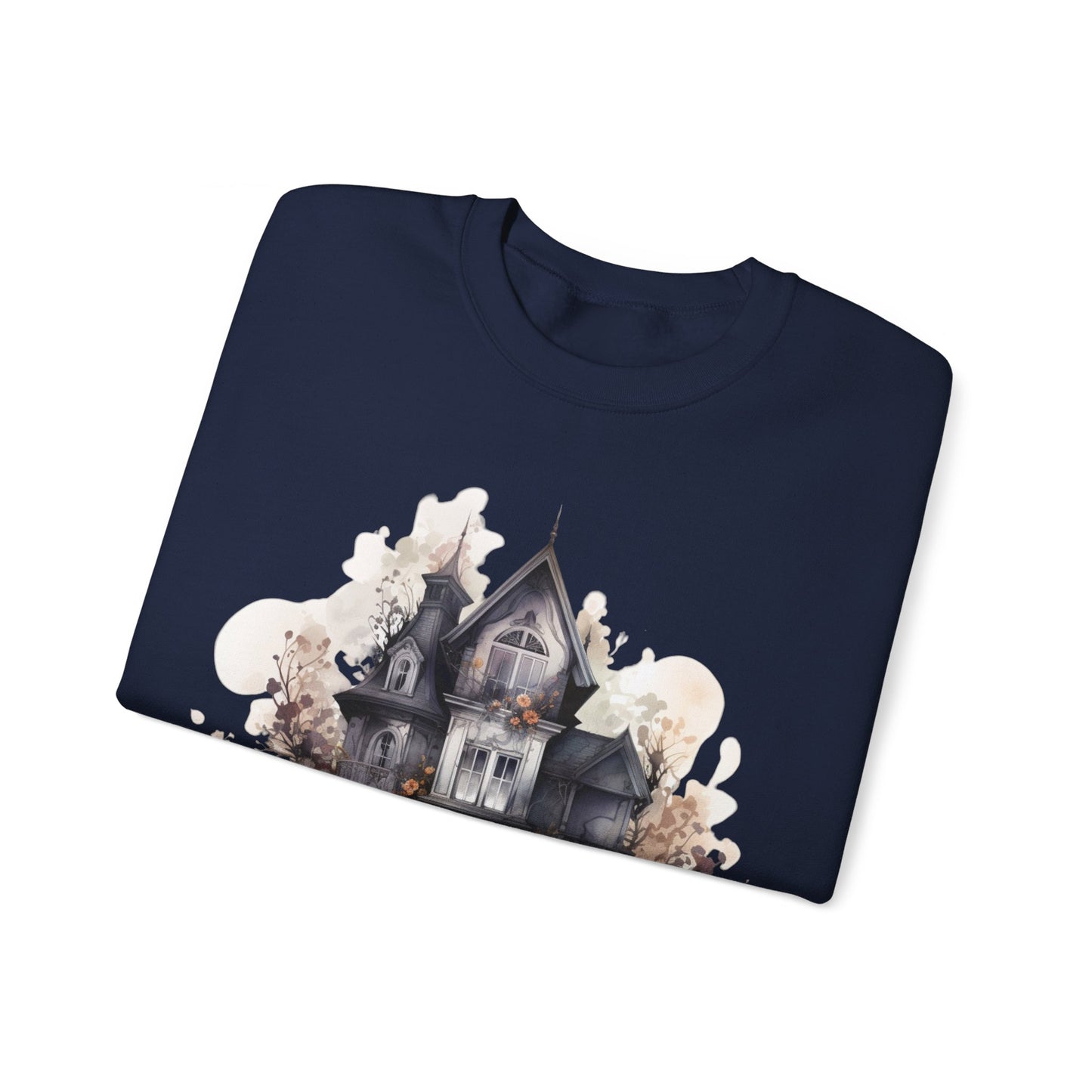 Whimsical Wisteria Haunted House - Sudadera boho de Halloween para mujer