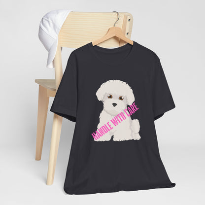 Camiseta para cachorro maltés "Handle with Care" - Adorable camiseta para amantes de los perros para mujer