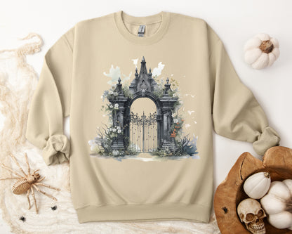 "Gothic Garden" Creepy Cemetery Gates Boho Sudadera de Halloween para mujeres y hombres