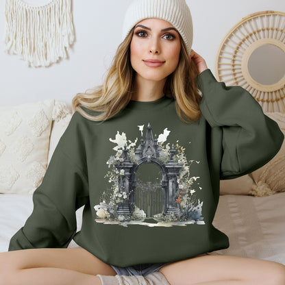 "Gothic Garden" Creepy Cemetery Gates Boho Sudadera de Halloween para mujeres y hombres