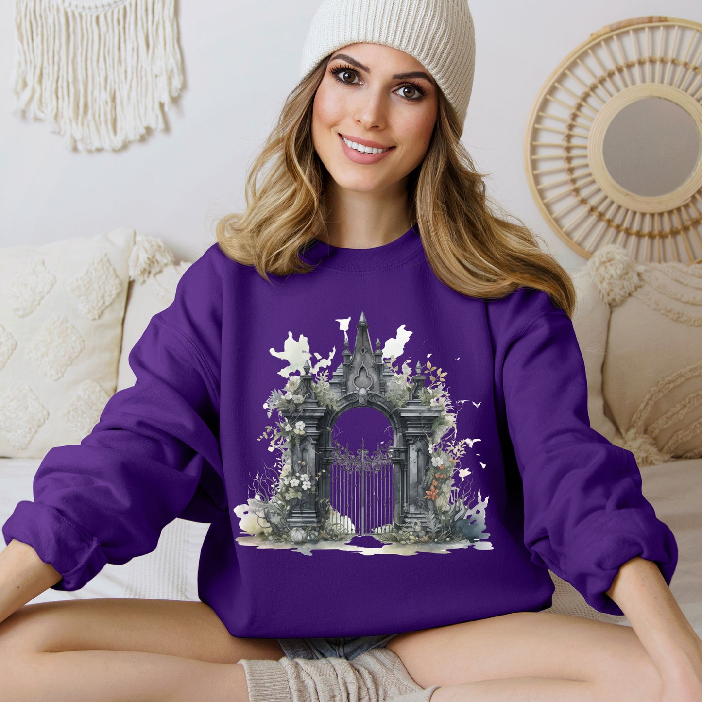 "Gothic Garden" Creepy Cemetery Gates Boho Sudadera de Halloween para mujeres y hombres