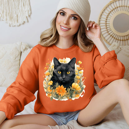 Sudadera Boho de Halloween con cara de gato negro "Mystical Midnight" - Unisex