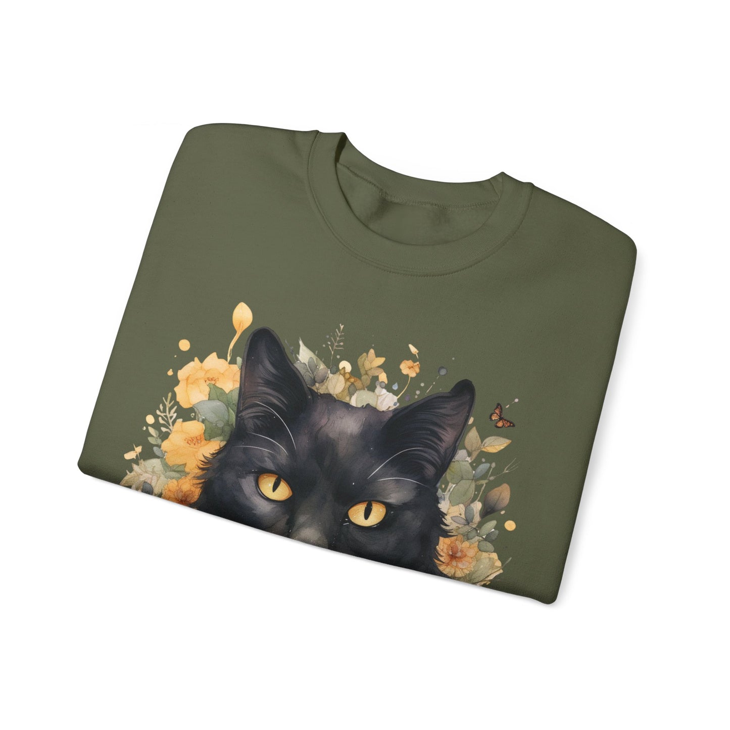 Sudadera Boho de Halloween con cara de gato negro "Celestial Whimsy" - Unisex