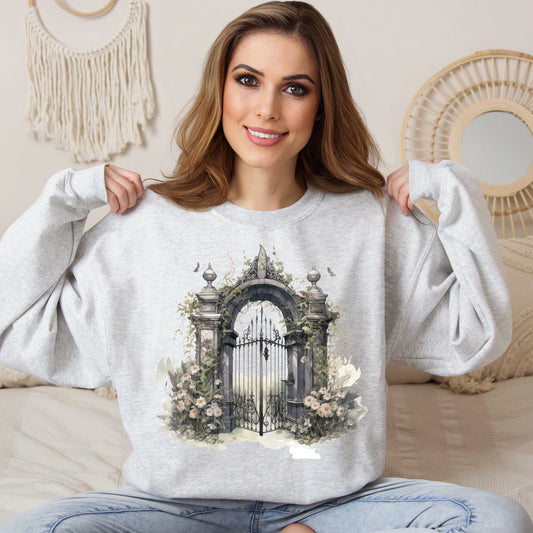 "Entrada etérea" Creepy Cemetery Gates Boho Sudadera de Halloween para mujeres y hombres