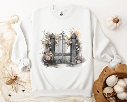 "Mystic Gateway" Creepy Cemetery Gates Boho Sudadera de Halloween para mujeres y hombres