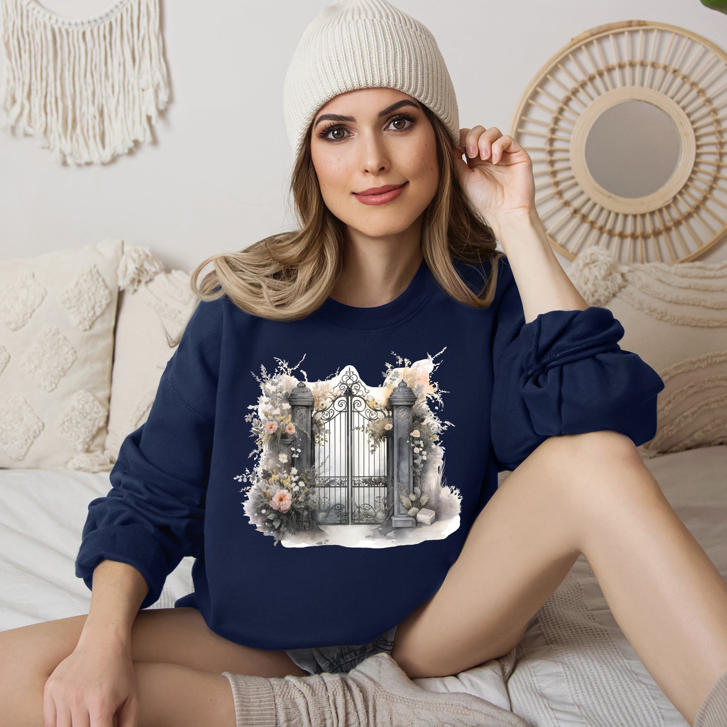 "Mystic Gateway" Creepy Cemetery Gates Boho Sudadera de Halloween para mujeres y hombres