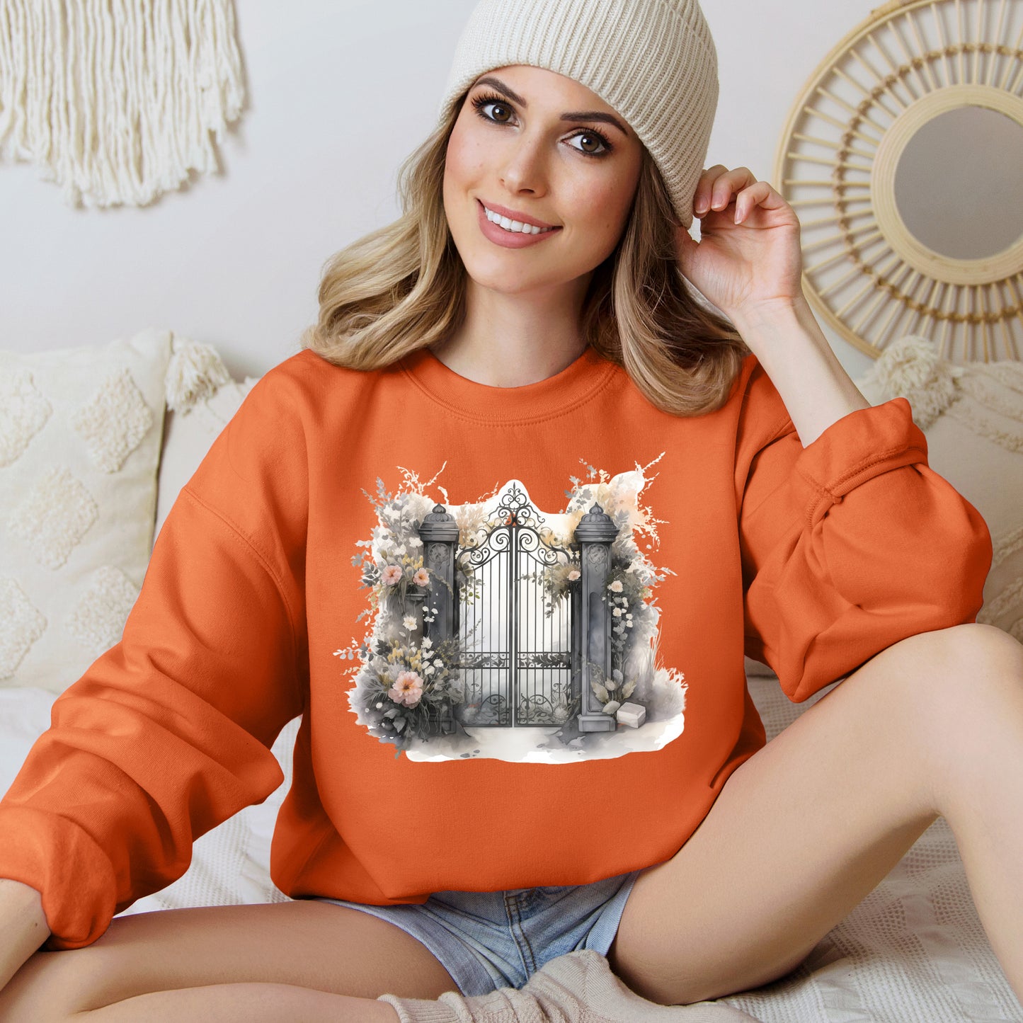 "Mystic Gateway" Creepy Cemetery Gates Boho Sudadera de Halloween para mujeres y hombres