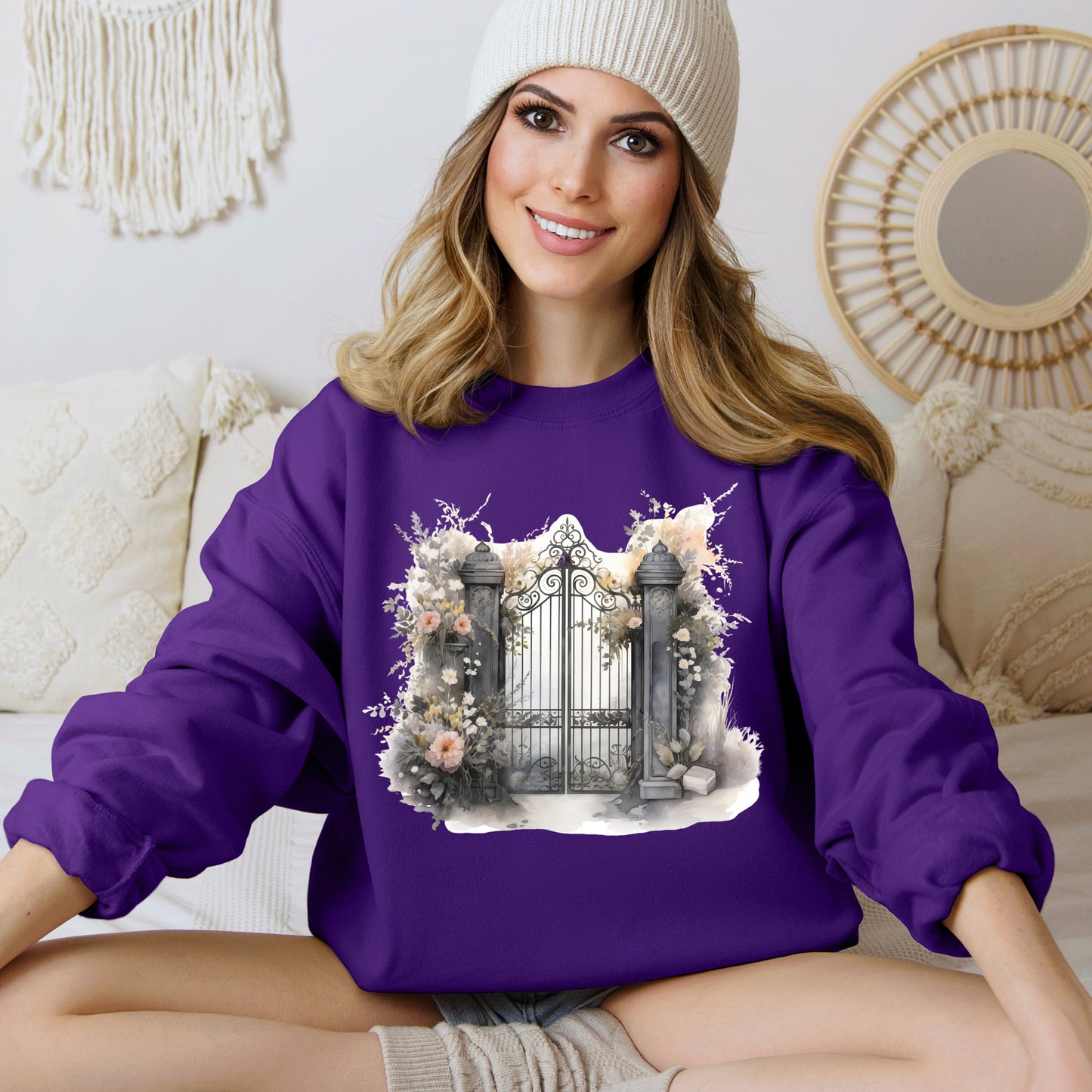 "Mystic Gateway" Creepy Cemetery Gates Boho Sudadera de Halloween para mujeres y hombres