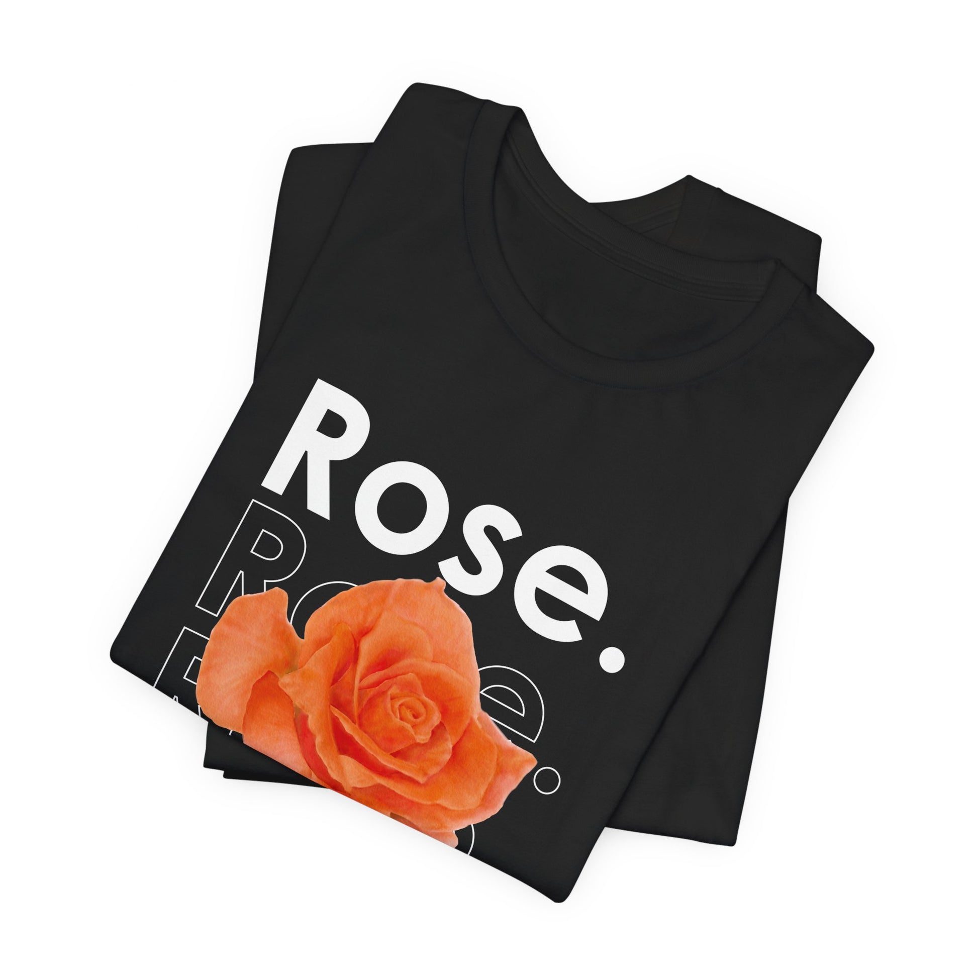 A t-shirt featuring a beautiful apricot watercolor rose with the theme 'Vivid Charm.' Perfect for those who adore floral art and nature. Comfortable and stylish for casual outings or celebrations. Bella+Canvas 3001 t-shirt in black. ReadyShirtAim.com