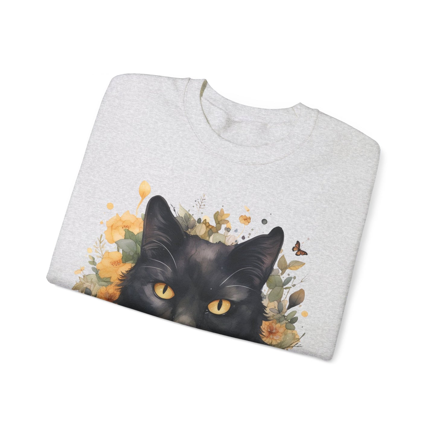 Sudadera Boho de Halloween con cara de gato negro "Celestial Whimsy" - Unisex