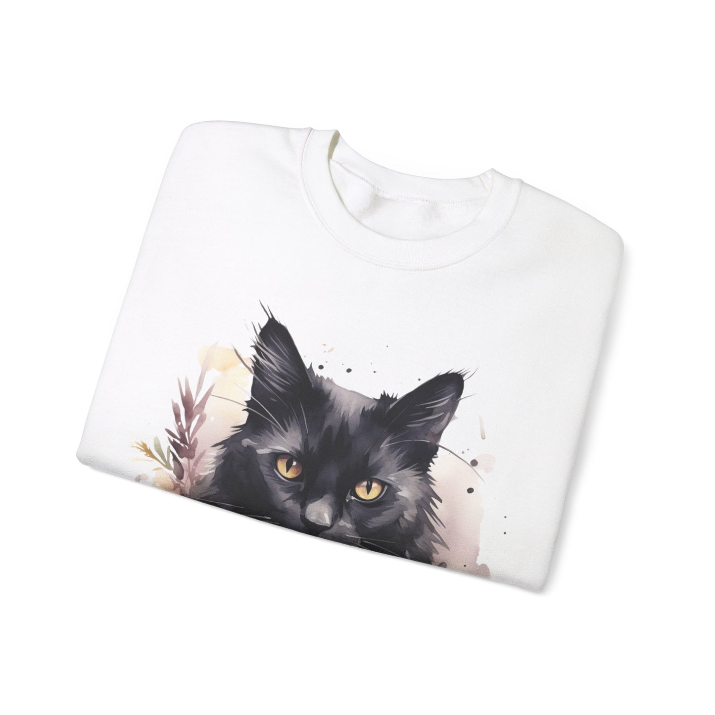 Sudadera Boho de Halloween con cara de gato negro "Moonlit Magic" - Unisex