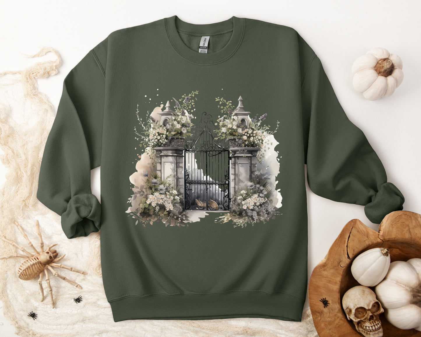 "Haunted Haven" Creepy Cemetery Gates Boho Sudadera de Halloween para mujeres y hombres