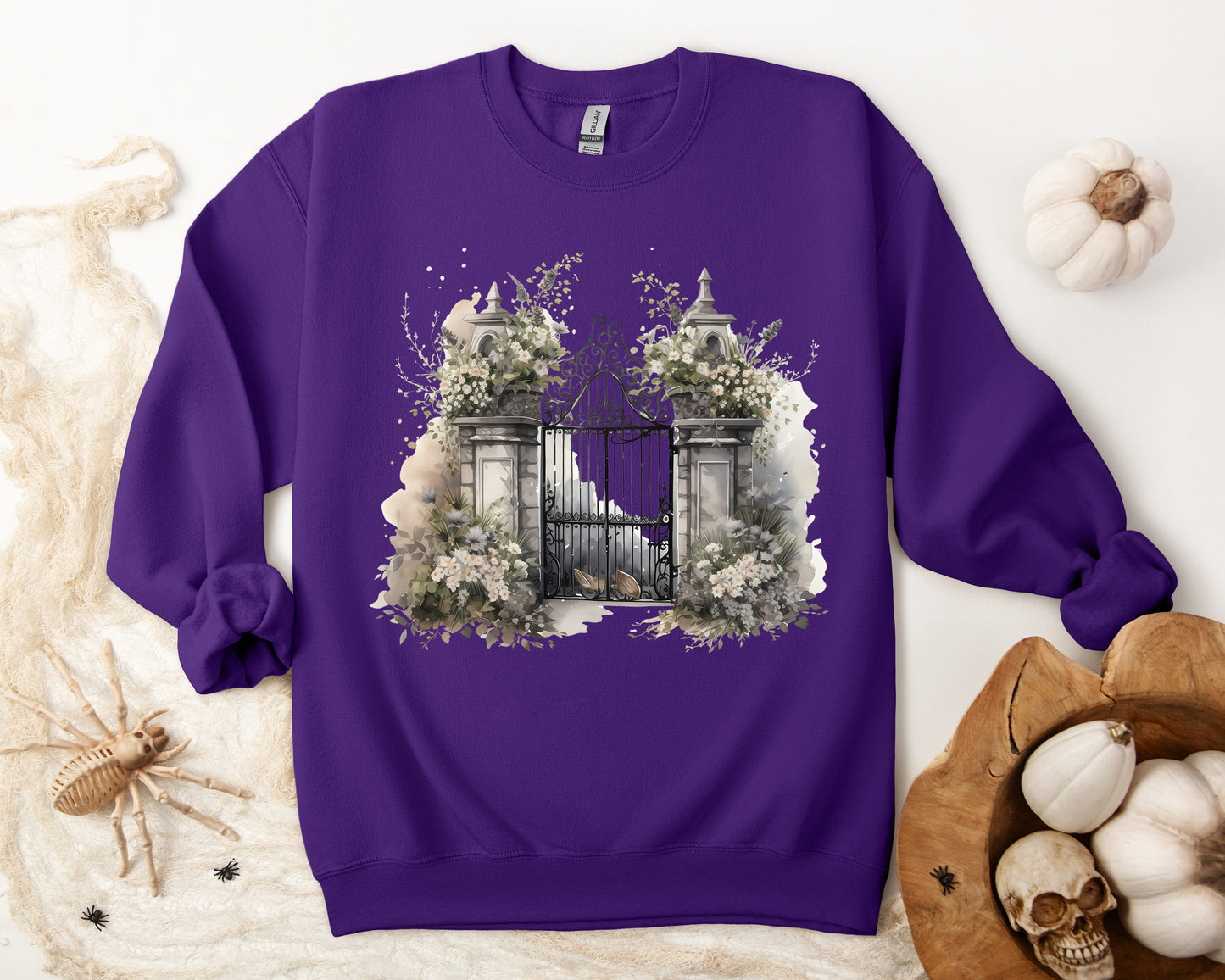 "Haunted Haven" Creepy Cemetery Gates Boho Sudadera de Halloween para mujeres y hombres