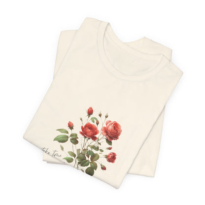 A t-shirt featuring a beautiful rose for June with the quote “Take time to make your soul happy.” Perfect for June birthdays and floral art lovers. Comfortable and stylish for casual outings or celebrations. Bella+Canvas 3001 t-shirt in natural. ReadyShirtAim.com