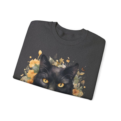 Sudadera Boho de Halloween con cara de gato negro "Celestial Whimsy" - Unisex