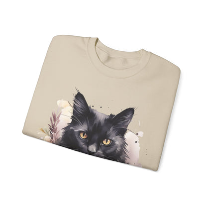 Sudadera Boho de Halloween con cara de gato negro "Moonlit Magic" - Unisex