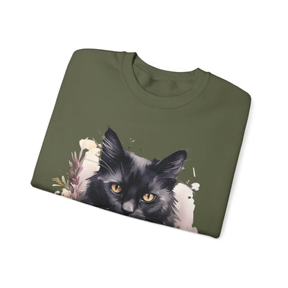 Sudadera Boho de Halloween con cara de gato negro "Moonlit Magic" - Unisex