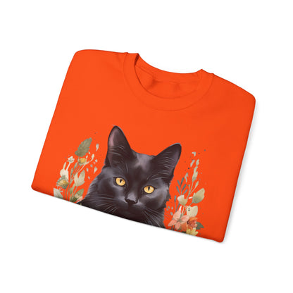 Sudadera Boho de Halloween con cara de gato negro "Autumn Aura" - Unisex