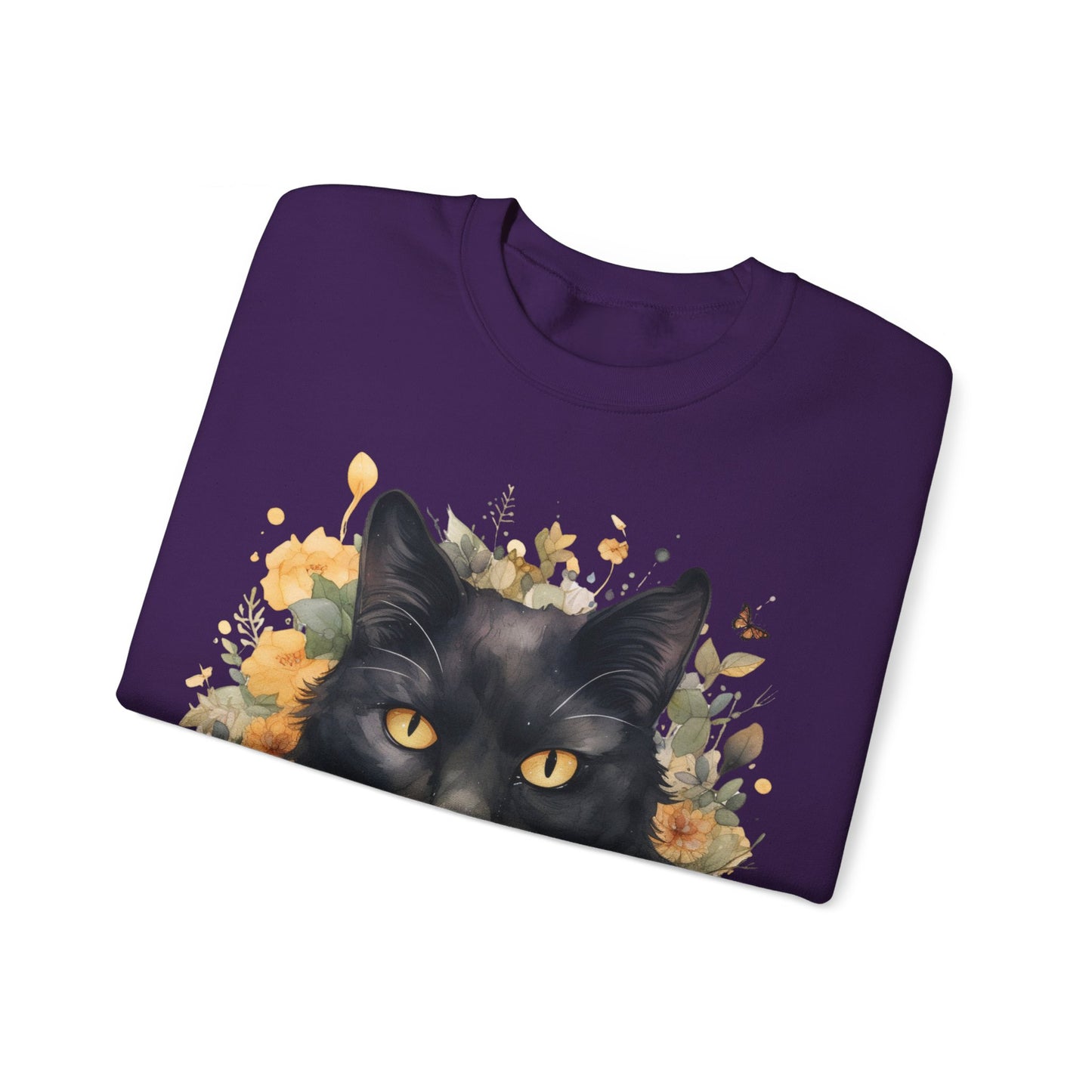 Sudadera Boho de Halloween con cara de gato negro "Celestial Whimsy" - Unisex