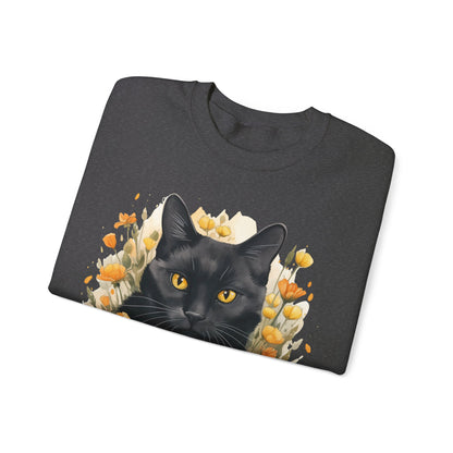 Sudadera Boho de Halloween con cara de gato negro "Mystical Midnight" - Unisex