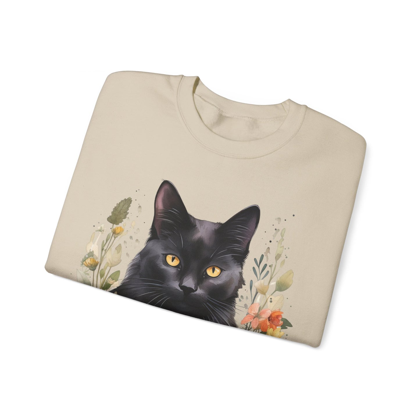 Sudadera Boho de Halloween con cara de gato negro "Autumn Aura" - Unisex