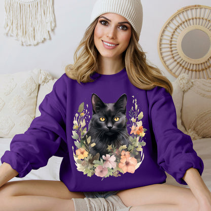 Sudadera Boho de Halloween con cara de gato negro "Autumn Aura" - Unisex