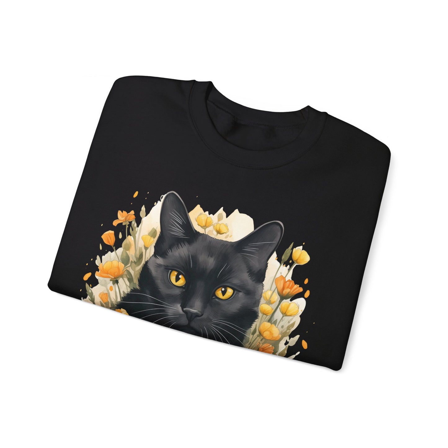 Sudadera Boho de Halloween con cara de gato negro "Mystical Midnight" - Unisex