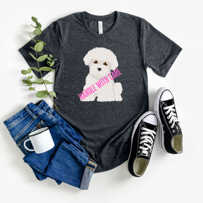 Camiseta para cachorro maltés "Handle with Care" - Adorable camiseta para amantes de los perros para mujer