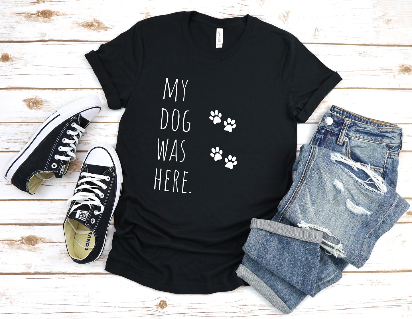 T-T-Shirt "My Dog Was Here" Paw